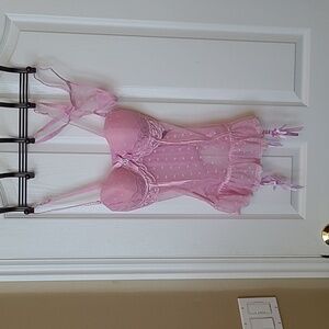 Pink hearts bustier set